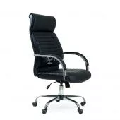 Кресло Barneo K-8010 хром, экокожа черная